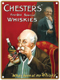 Large Metal Sign 60 x 49.5cm Vintage Retro Chesters' Whiskey-