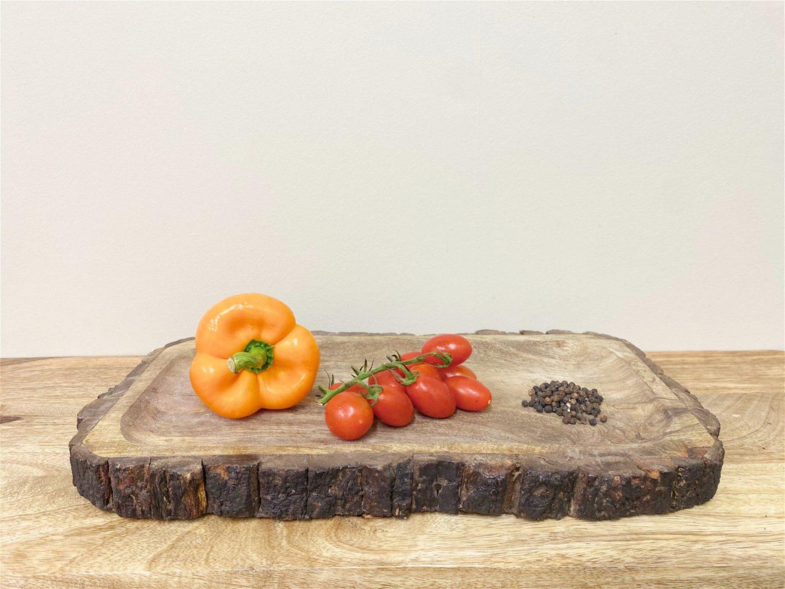 Large Wooden Platter Tray With Bark Edging - £34.99 - Trays & Chopping Boards 