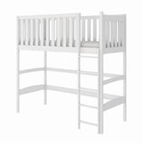 Single (3ft) Solid Pine High Sleeper Loft Bed White Foam Mattress