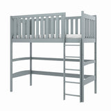Single (3ft) Solid Pine High Sleeper Loft Bed Grey Foam Mattress
