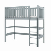 Single (3ft) Solid Pine High Sleeper Loft Bed Grey Foam Mattress