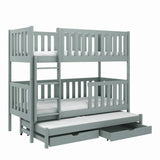 Single (3ft) Wooden Bunk Bed with Trundle & Under Bed Storage Drawers