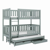 Single (3ft) Wooden Bunk Bed with Trundle & Under Bed Storage Drawers