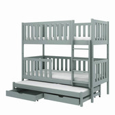 Single (3ft) Wooden Bunk Bed with Trundle & Under Bed Storage Drawers