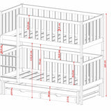 Single (3ft) Wooden Bunk Bed with Trundle & Under Bed Storage Drawers