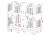 Single (3ft) Wooden Bunk Bed with Trundle & Under Bed Storage Drawers