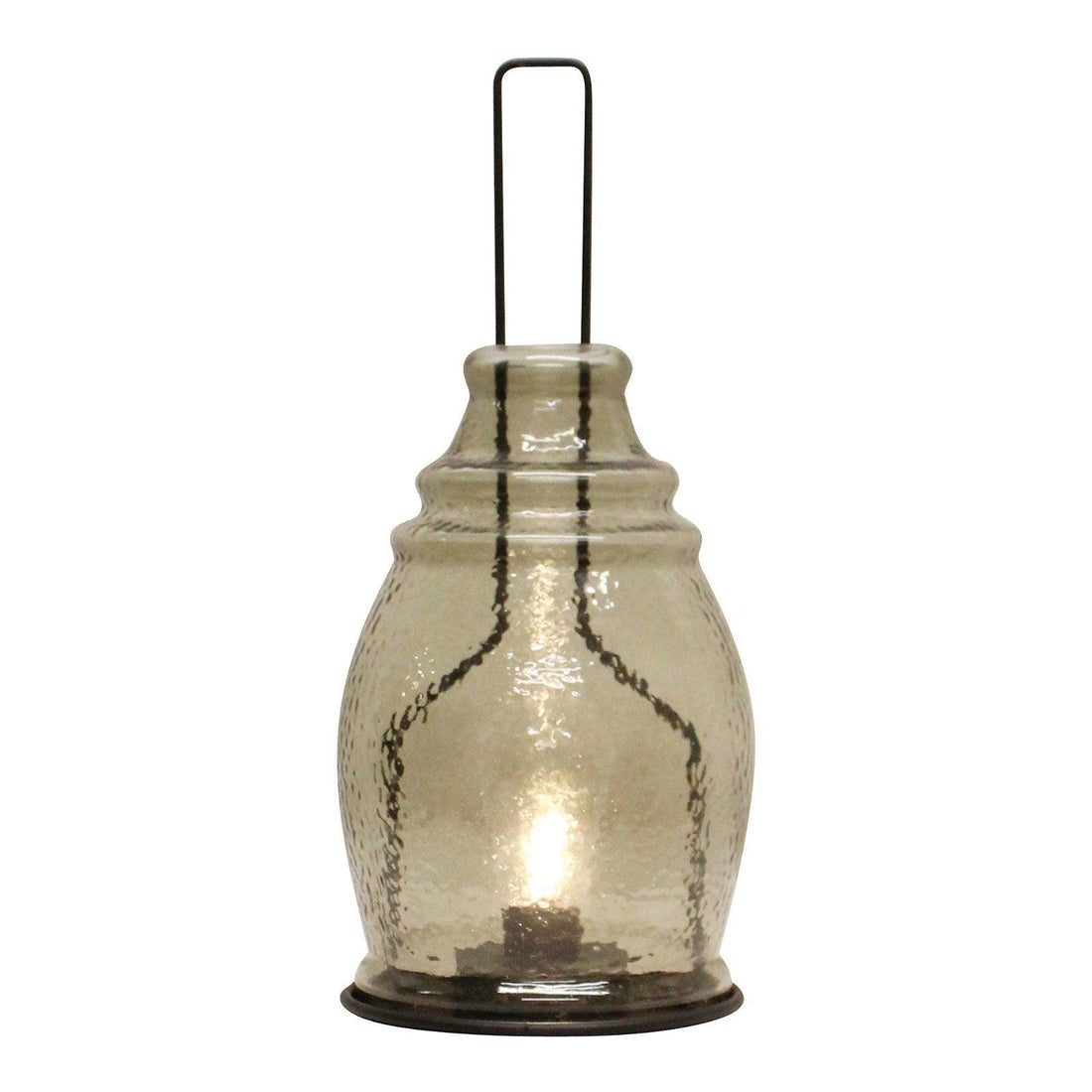 LED Glass Lantern, Grey & Black, 35x15cm. - £26.99 - LED Lighting 