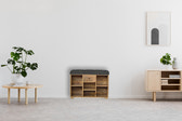 Black Tweed 1-Drawer Bench