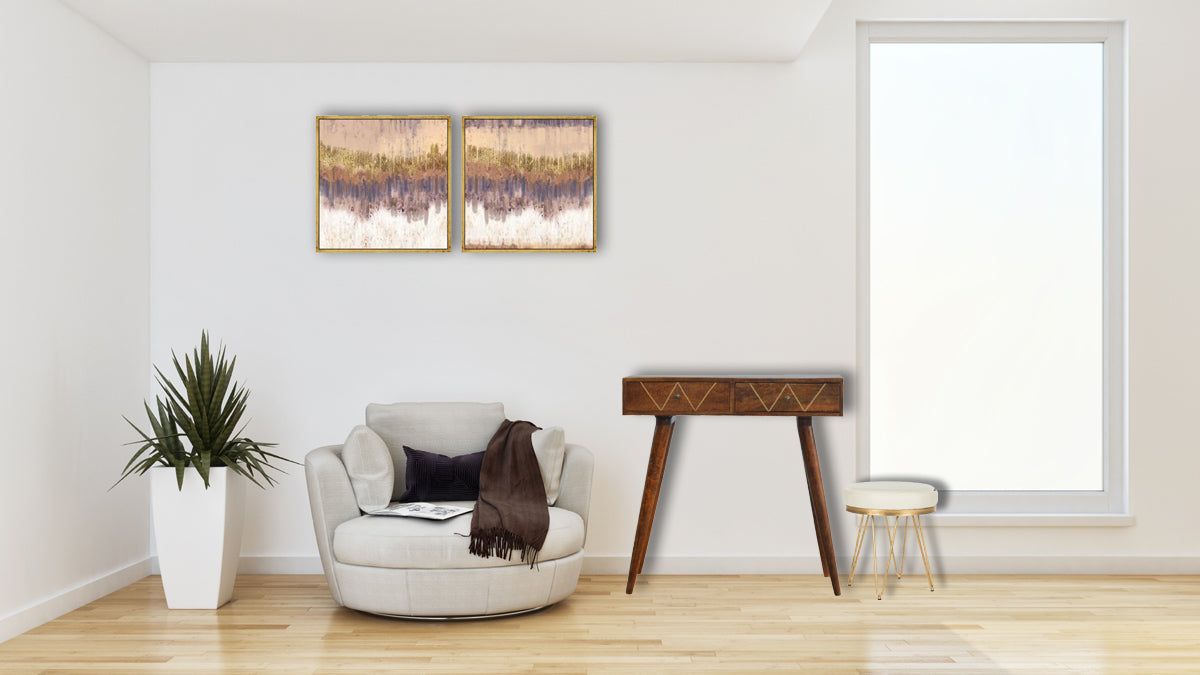 Geometric Brass Console Table | Chestnut Mango Wood