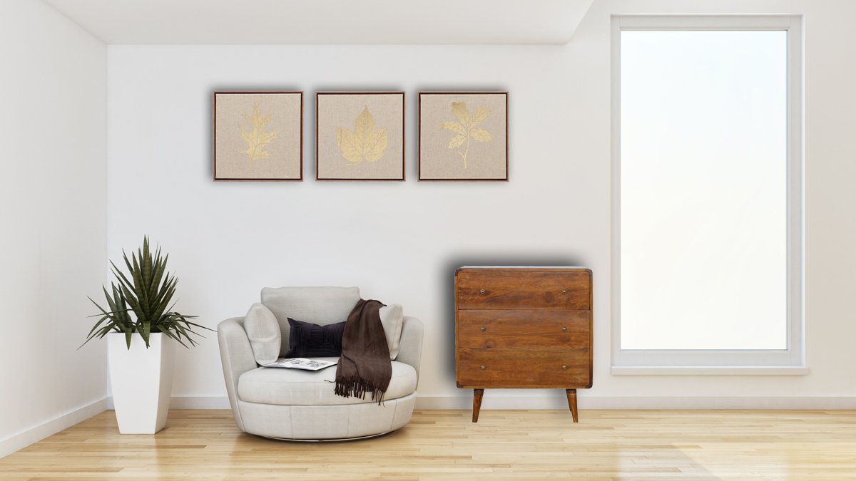 Curved Chestnut Chest of Drawers | Linen