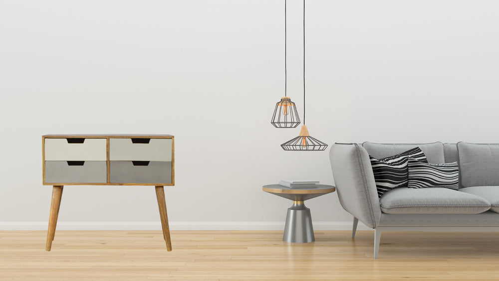Grey Gradient Console Table | Hand-Painted Solid Mango Wood