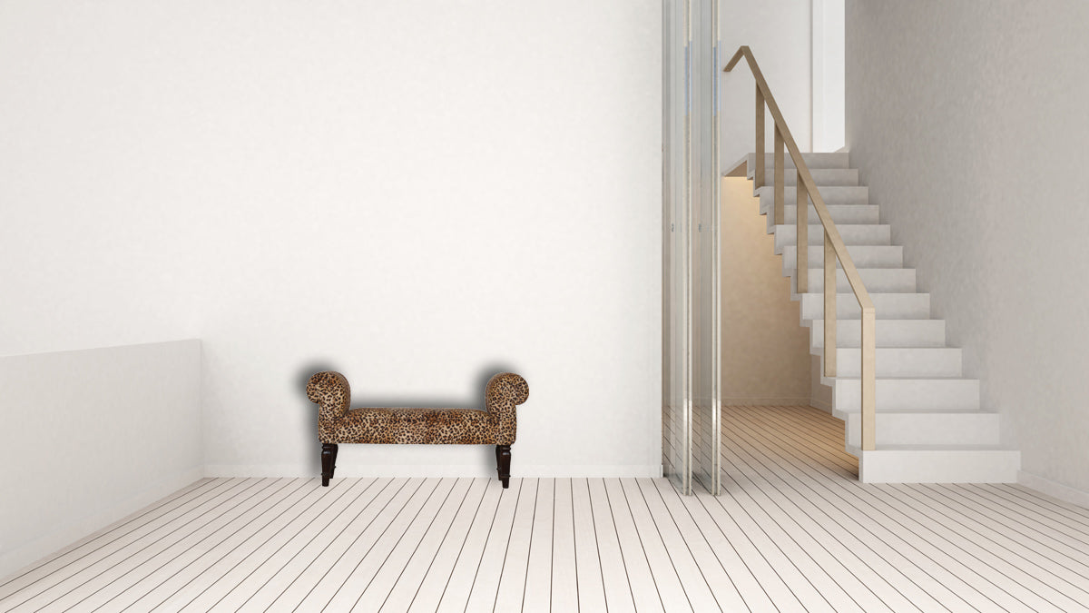 Leopard Print Velvet Bench