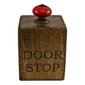 Mango Wood Doorstop With Red Ceramic Knob-Door Stops