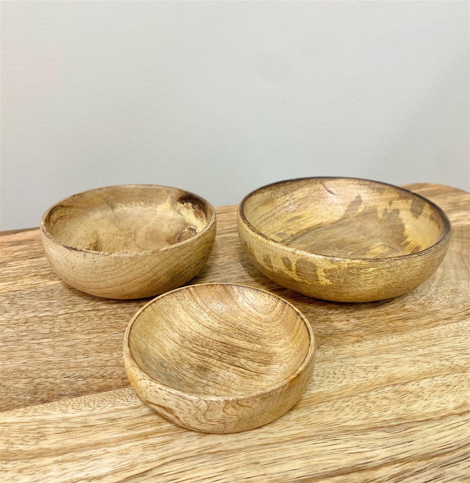 Mango Wood Round Bowls Three Piece-Bowls & Plates
