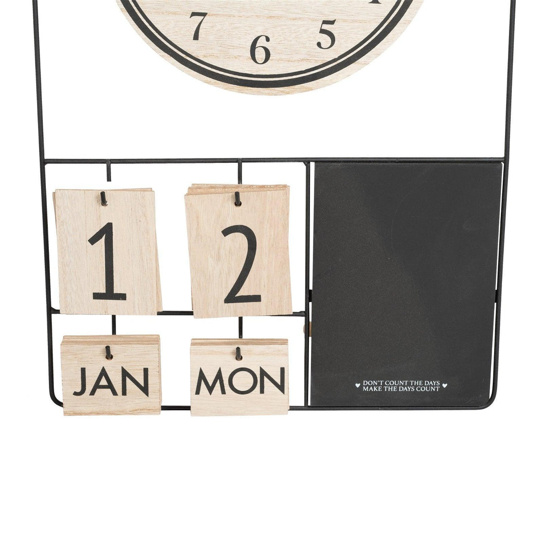 Metal & Wood Clock, Date & Memo Board 52x33cm - £31.99 - Blackboards, Memo Boards & Calendars 
