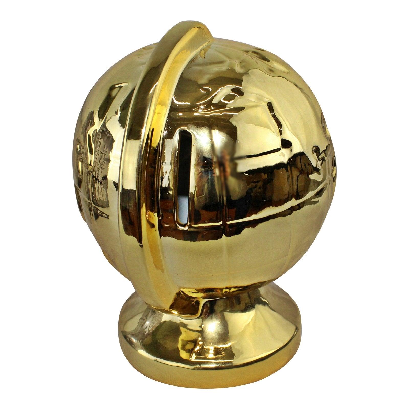 Metallic Gold Ceramic Globe Style Money Box - £18.99 - Money Boxes 