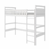 Single (3ft) Solid Pine High Sleeper Loft Bed White Foam Mattress