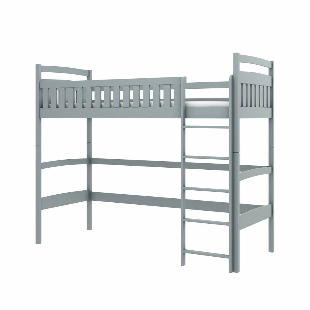 Single (3ft) Solid Pine High Sleeper Loft Bed Grey Foam Mattress