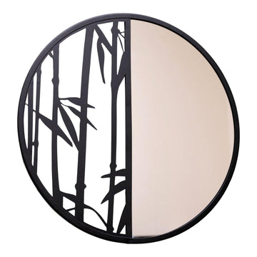 Mirror with Black Metal Bamboo Wall Decor - £41.99 - Mirrors 