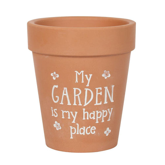 My Garden Is My Happy Place Terracotta Plant Pot - £12.99 - Plant Pots 