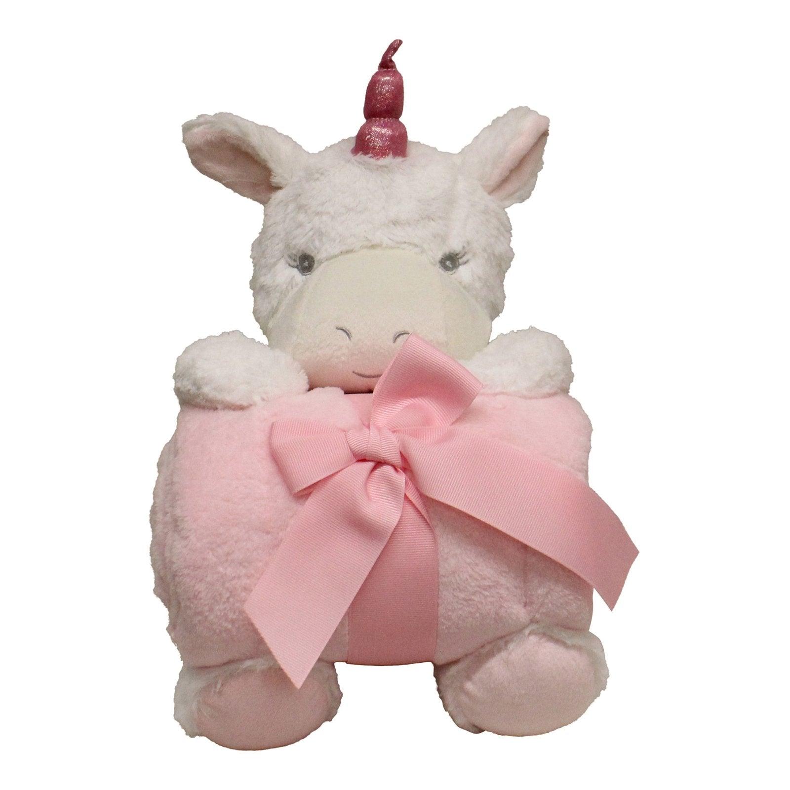New Baby White Unicorn Teddy & Pink Throw-New Baby