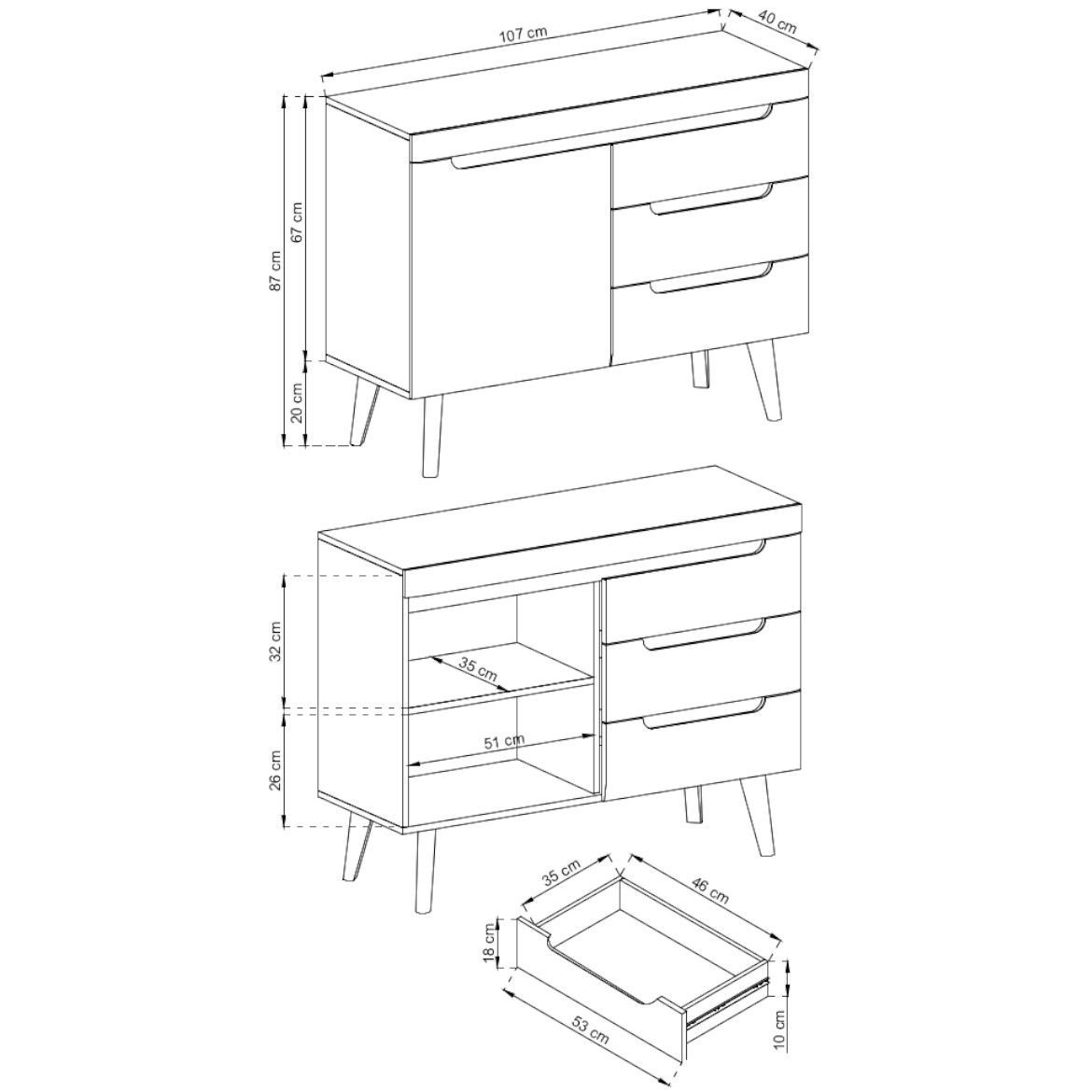 Nordi Sideboard Cabinet-Living Sideboard Cabinet