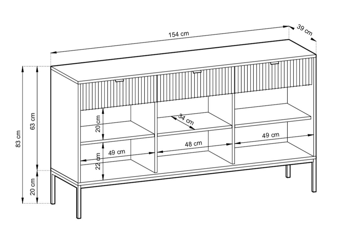 Nova Large Sideboard Cabinet 154cm-Living Sideboard Cabinet