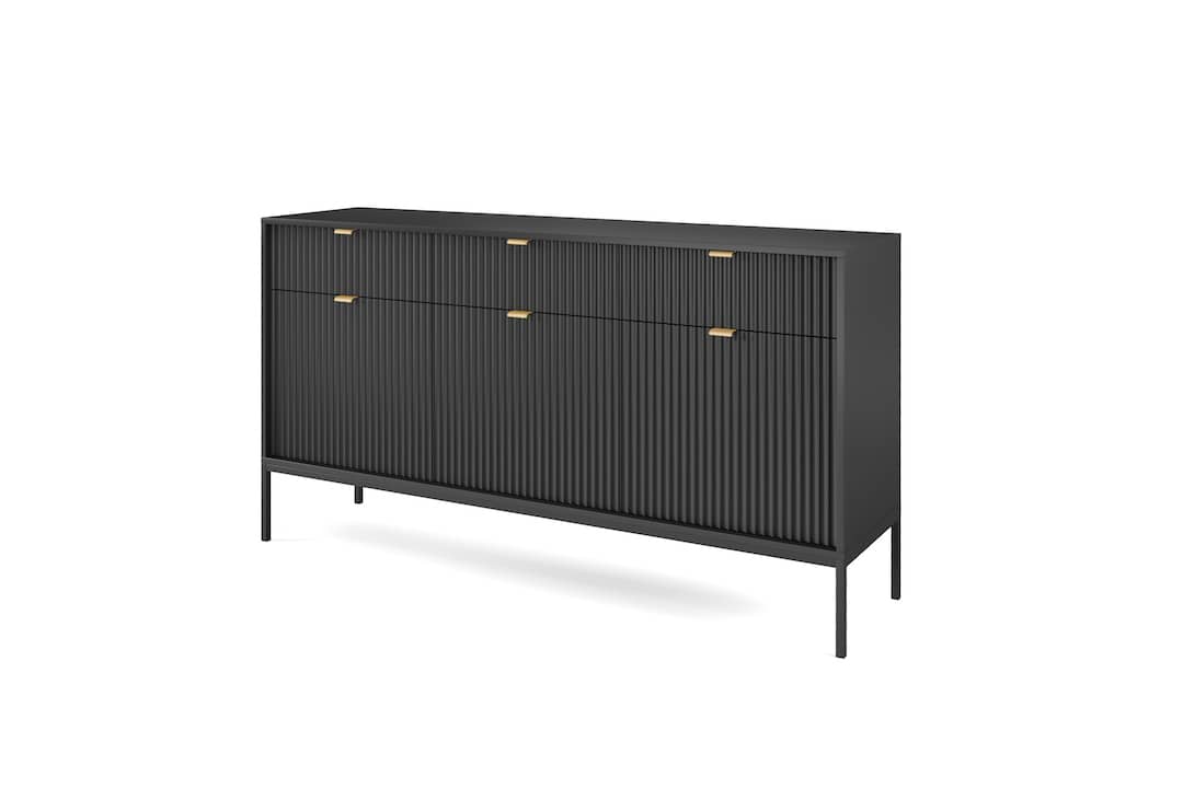 Nova Large Sideboard Cabinet 154cm Black Matt Living Sideboard Cabinet 