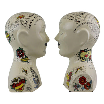 Ornamental Ceramic Phrenology Bookends - £53.99 - Phrenology 