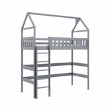 Single (3ft) Solid Pine High Sleeper Loft Bed Grey