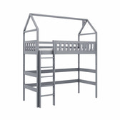 Single (3ft) Solid Pine High Sleeper Loft Bed Grey