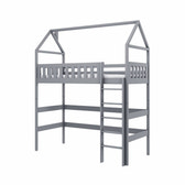 Single (3ft) Solid Pine High Sleeper Loft Bed Grey Foam Mattress