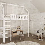 Single (3ft) Solid Pine High Sleeper Loft Bed White