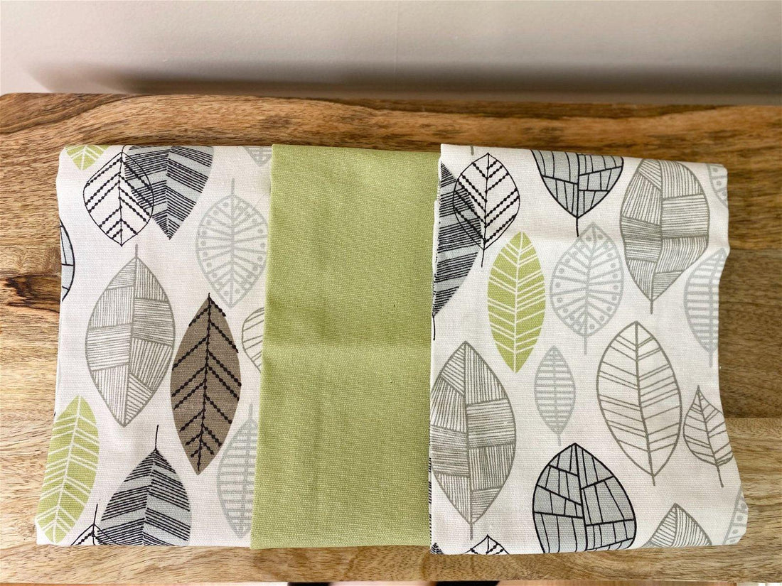 Pack of 3 Kitchen Tea Towels With Contemporary Green Leaf Print Design - £20.99 - Decorative Kitchen Items 