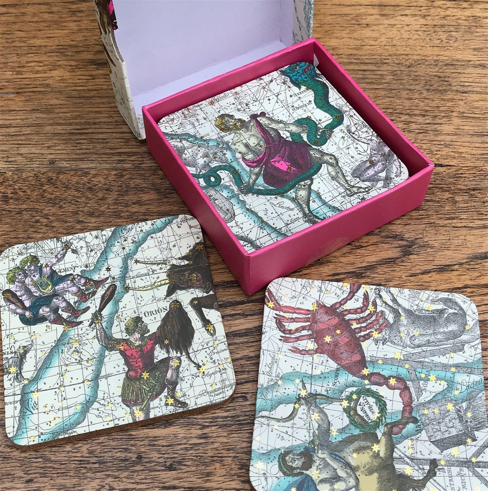 Pack Of Six Astrology Coasters In Gift Box-Coasters & Placemats
