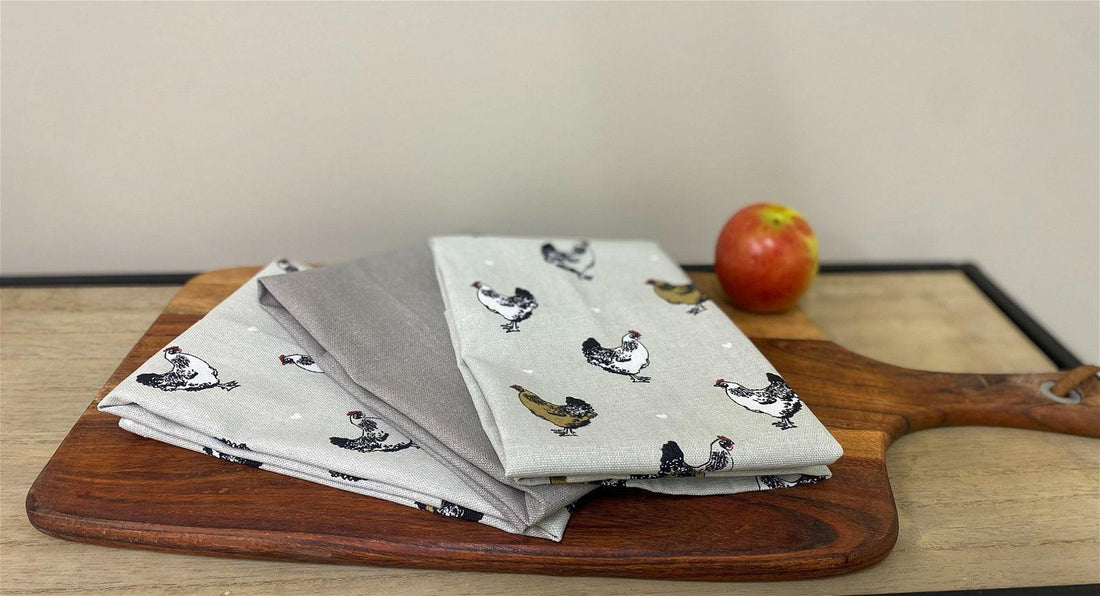 Pack of Three Tea Towels With A Chicken Print Design - £18.99 - Decorative Kitchen Items 