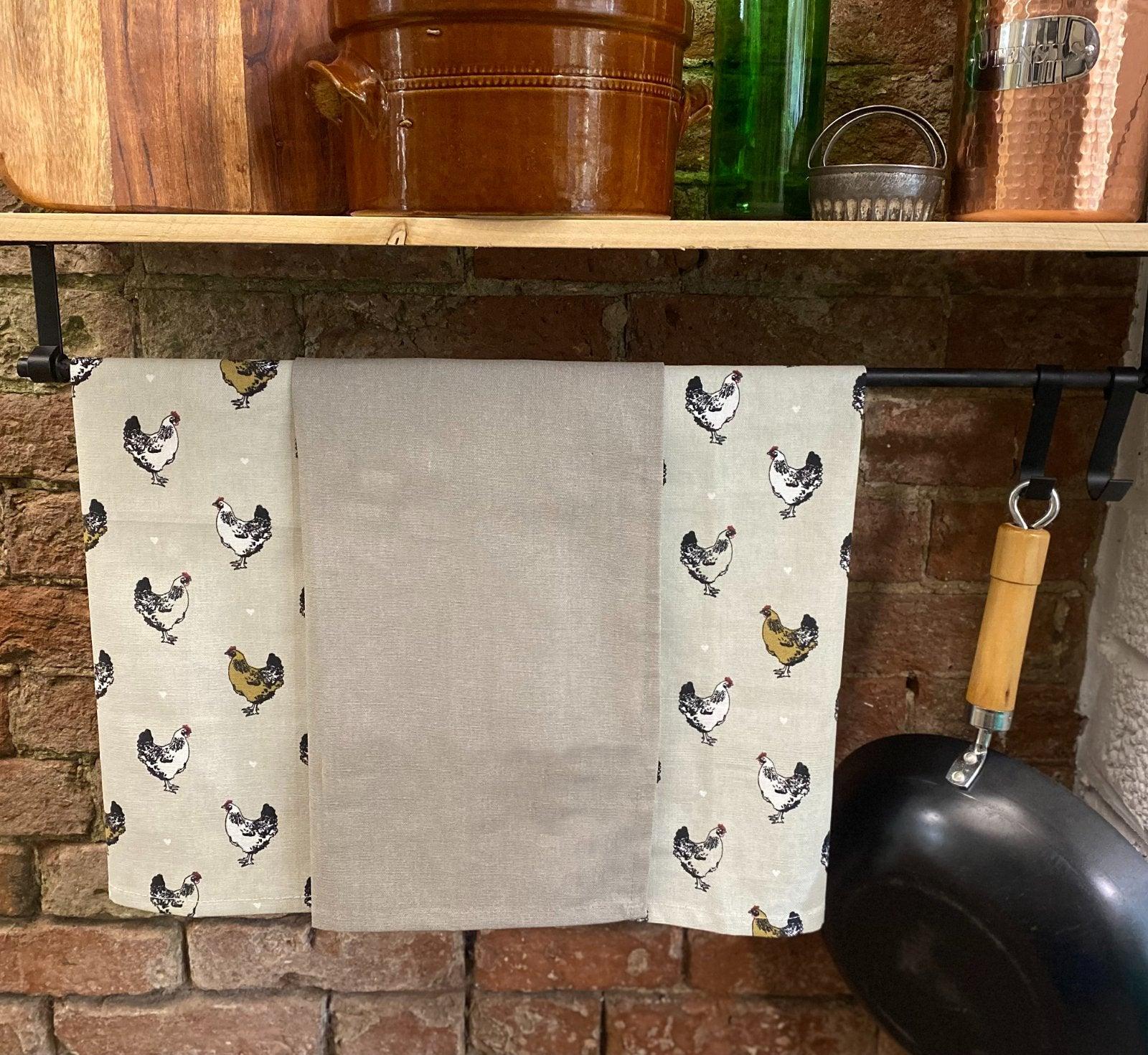 Pack of Three Tea Towels With A Chicken Print Design-Decorative Kitchen Items