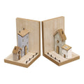 Pair of Bookends, Wooden Houses Design-Bookends