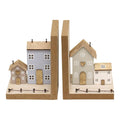 Pair of Bookends, Wooden Houses Design-Bookends