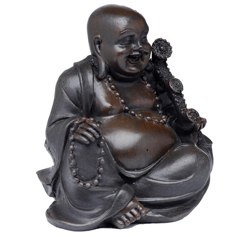 Peace of the East Brushed Wood Effect Lucky Buddha - £7.99 - 