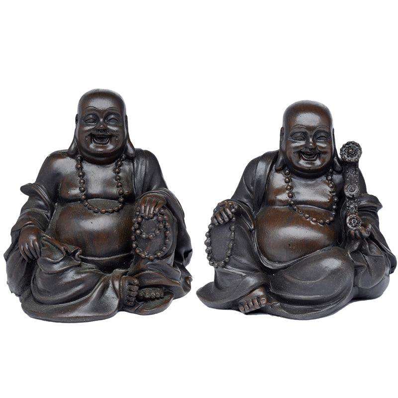 Peace of the East Brushed Wood Effect Lucky Buddha - £7.99 - 