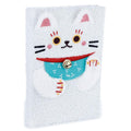 Plush Fleece A5 Notepad & Pencil Case Set - Maneki Neko Lucky Cat-