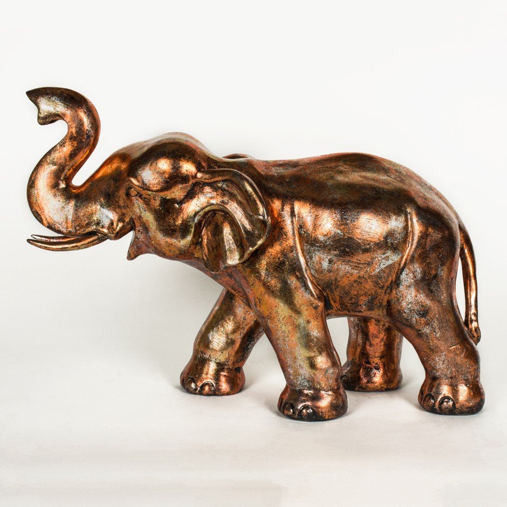 Small Copper Elephant Figurine Accent Piece