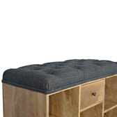Black Tweed 1-Drawer Bench