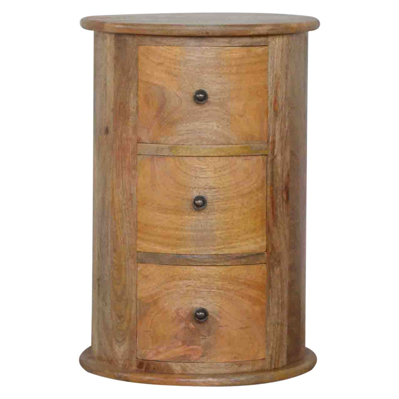 3-Drawer Drum Storage Bench | Oak Solid Mango Wood
