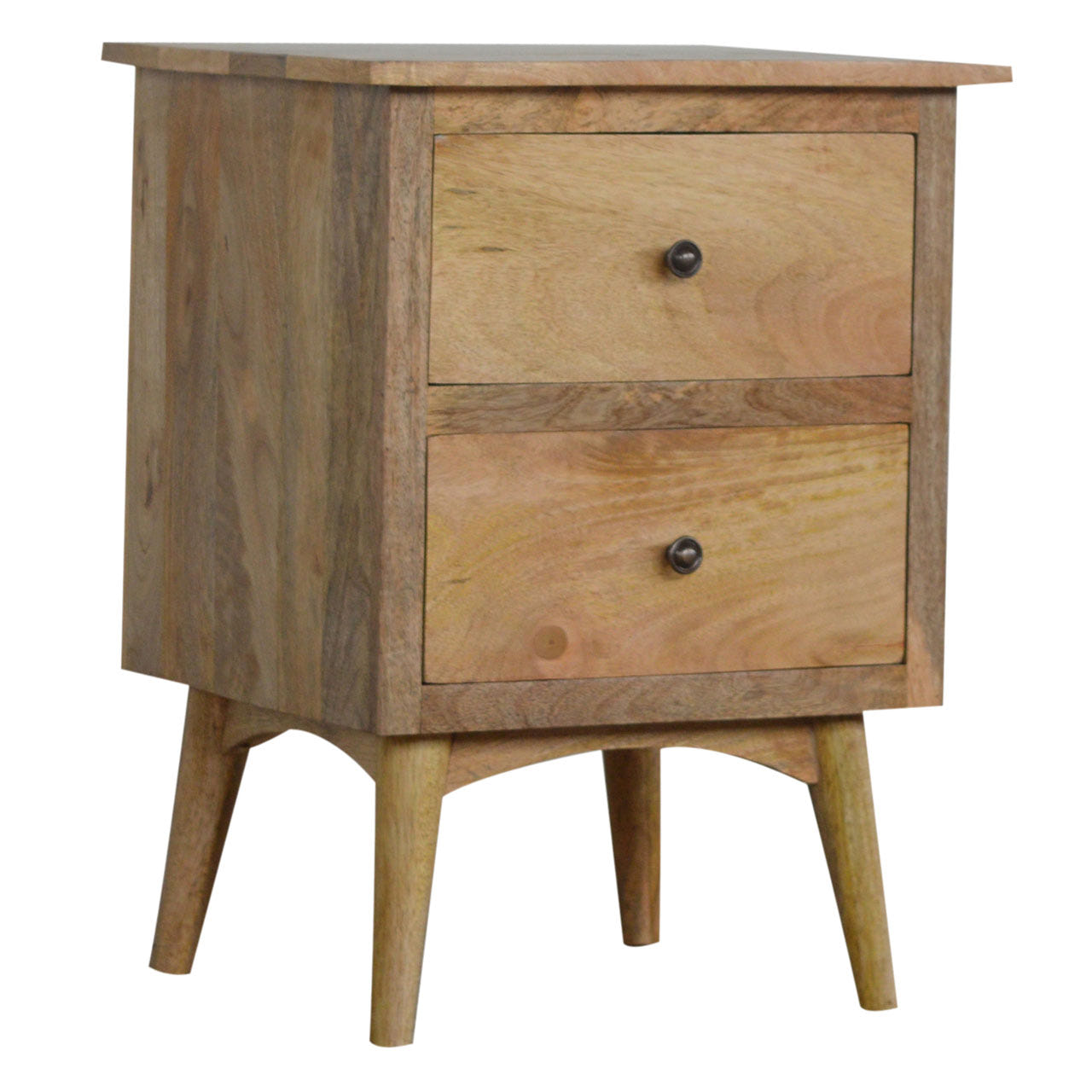 Nordic Style Bedside with 2-Drawers Bedside Table | Oak Mango Wood