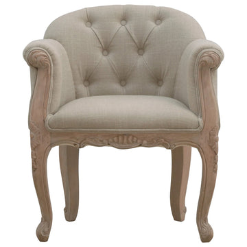 French Style Deep Button Chair | Linen