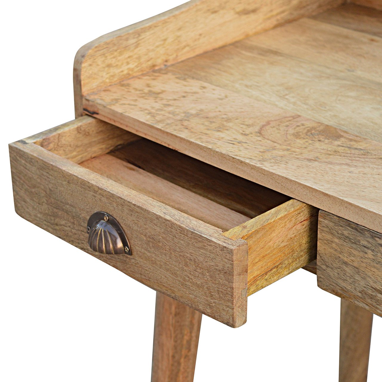 Gallery Back Shell Writing Desk | Oak Solid Mango Wood
