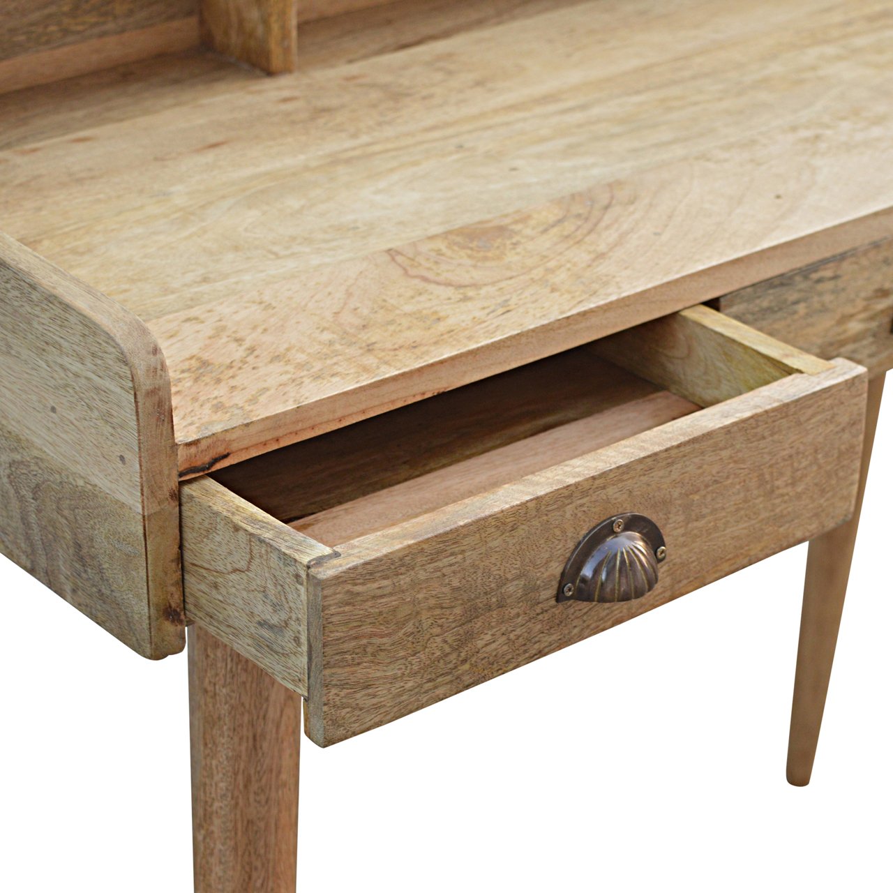 Gallery Back Shell Writing Desk | Oak Solid Mango Wood