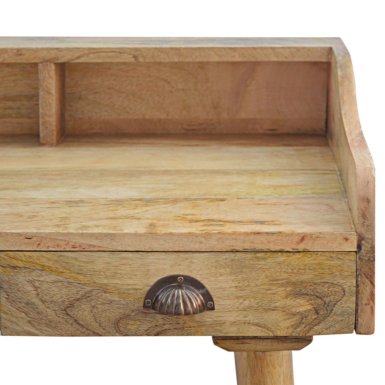 Gallery Back Shell Writing Desk | Oak Solid Mango Wood